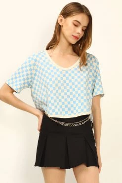 STORETS Pam Piping T-shirt In Checkerboard CLOTHING