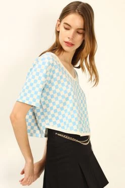 STORETS Pam Piping T-shirt In Checkerboard CLOTHING