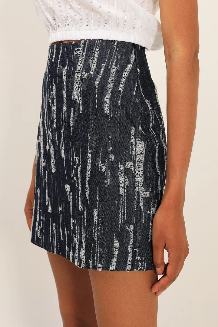 STORETS Kailyn Ripped Denim Skirt CLOTHING