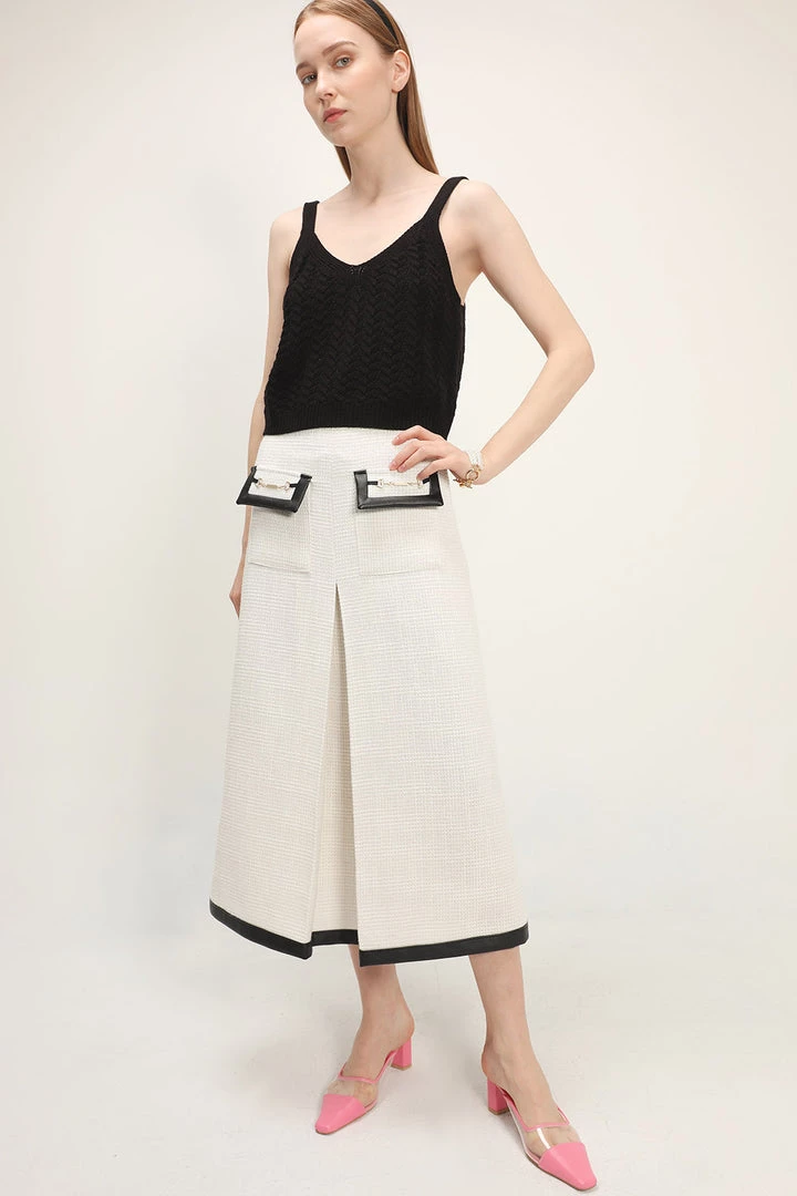 STORETS CLOTHING Ashley Contrast Trim Tweed Skirt