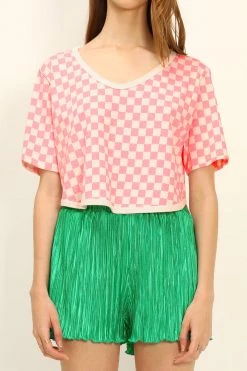 STORETS CLOTHING Pam Piping T-shirt In Checkerboard