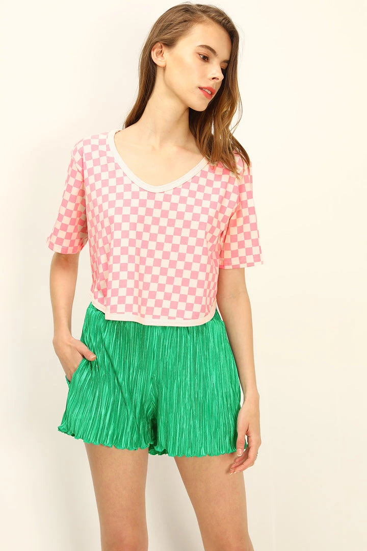 STORETS Pam Piping T-shirt In Checkerboard CLOTHING