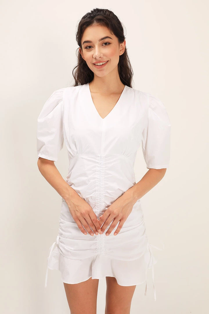 STORETS CLOTHING Clara Shirred Ruffle Dress