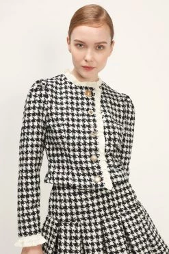 STORETS CLOTHING Andrea Houndstooth Cropped Jacket