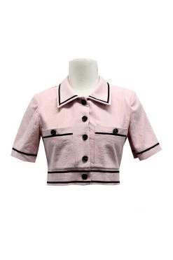 STORETS Brooklyn Contrast Trim Cropped Shirt CLOTHING