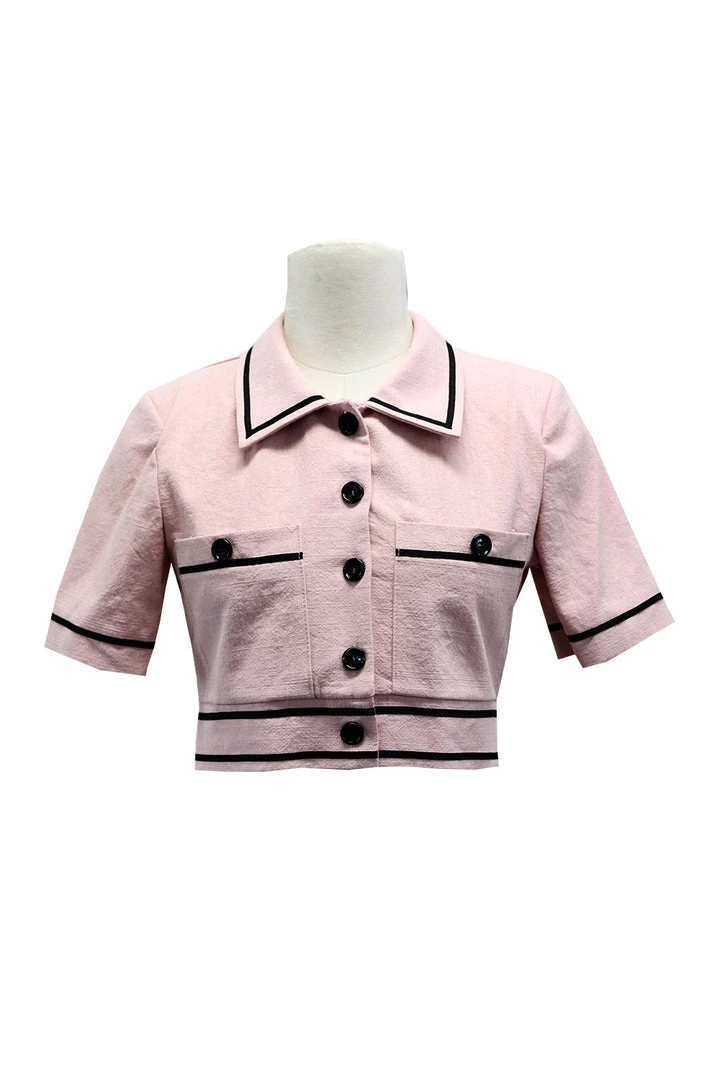 STORETS Brooklyn Contrast Trim Cropped Shirt CLOTHING