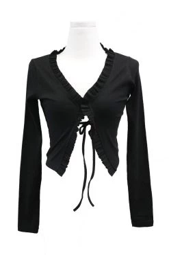 Vitaliia Luna Ruffle Trim Cropped Cardigan