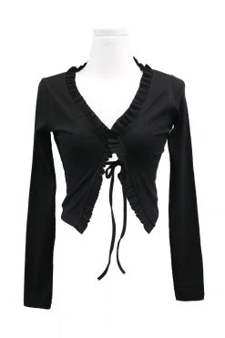 STORETS Luna Ruffle Trim Cropped Cardigan