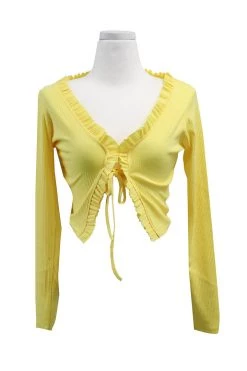 Vitaliia Luna Ruffle Trim Cropped Cardigan