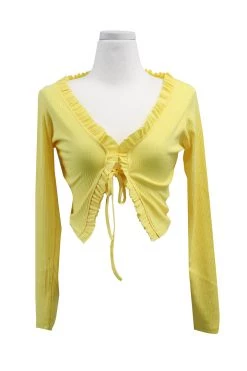 STORETS Luna Ruffle Trim Cropped Cardigan