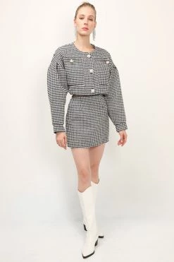STORETS Zendaya Houndstooth Mini Skirt CLOTHING