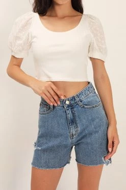 STORETS SALE CLOTHING Noa Slash Side Denim Shorts
