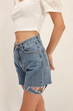 STORETS SALE CLOTHING Noa Slash Side Denim Shorts