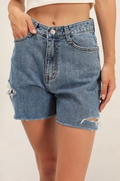 STORETS SALE CLOTHING Noa Slash Side Denim Shorts