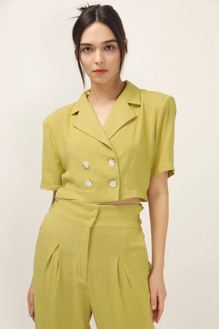 STORETS CLOTHING Blaire Linen Cropped Jacket
