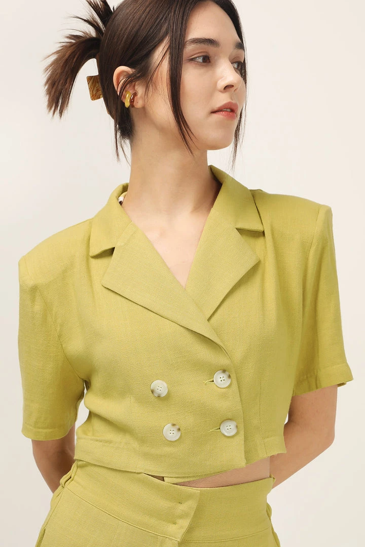 STORETS CLOTHING Blaire Linen Cropped Jacket