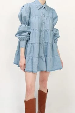 STORETS CLOTHING Reese Denim Tiered Dress