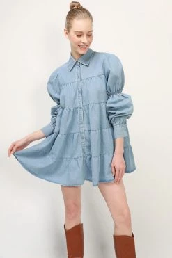 STORETS CLOTHING Reese Denim Tiered Dress