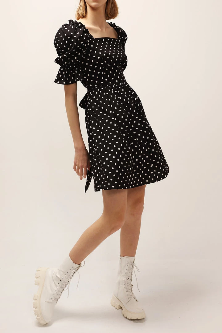 STORETS SALE CLOTHING Emily Square Neck Polka Dot Dress