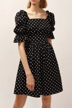 STORETS SALE CLOTHING Emily Square Neck Polka Dot Dress