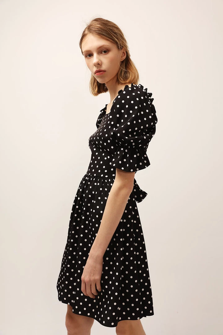 STORETS SALE CLOTHING Emily Square Neck Polka Dot Dress