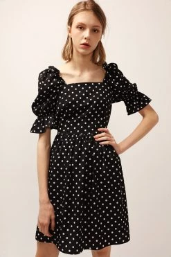 STORETS SALE CLOTHING Emily Square Neck Polka Dot Dress