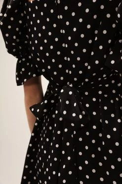 STORETS SALE CLOTHING Emily Square Neck Polka Dot Dress