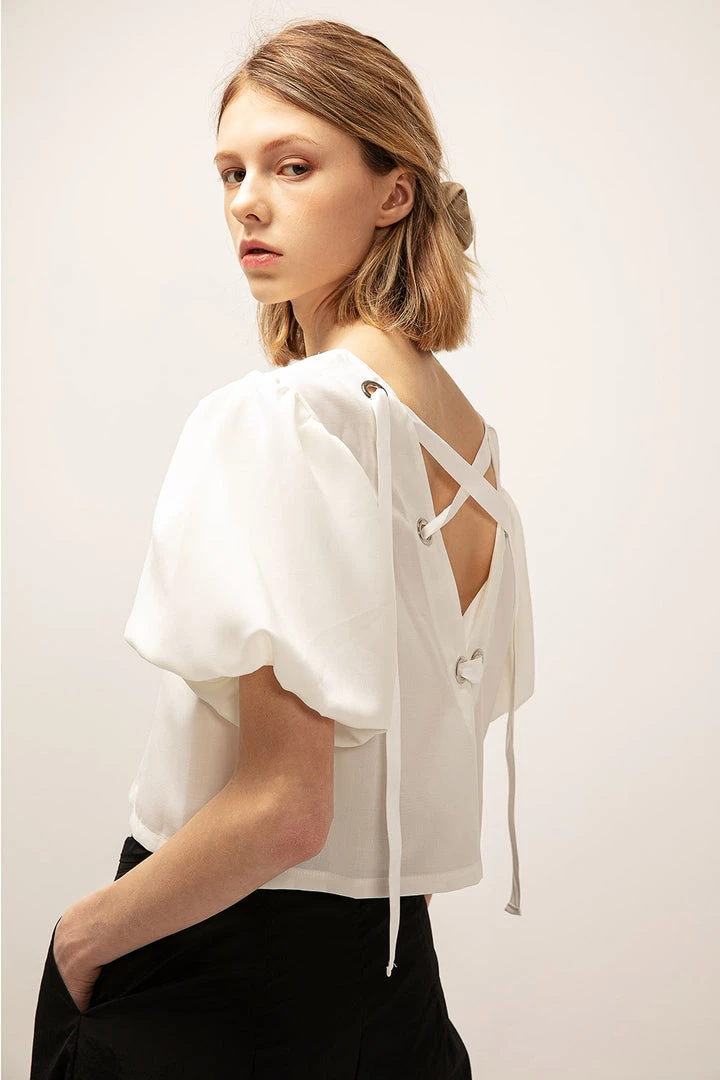 STORETS SALE Zoey Eyelet Back Crop Blouse