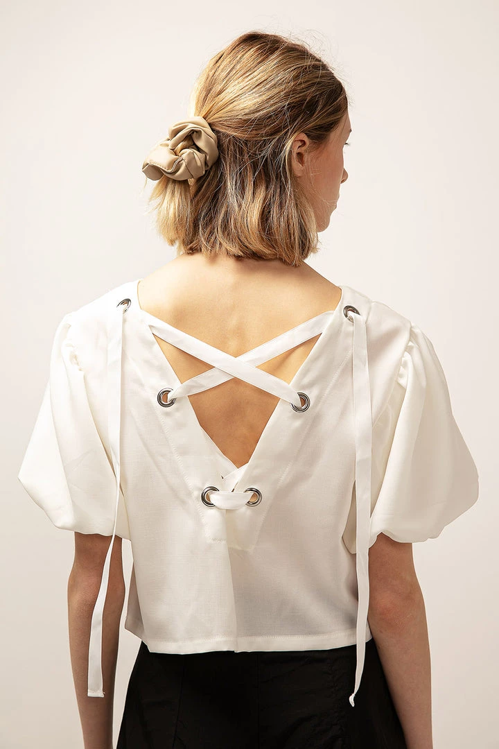 STORETS SALE Zoey Eyelet Back Crop Blouse