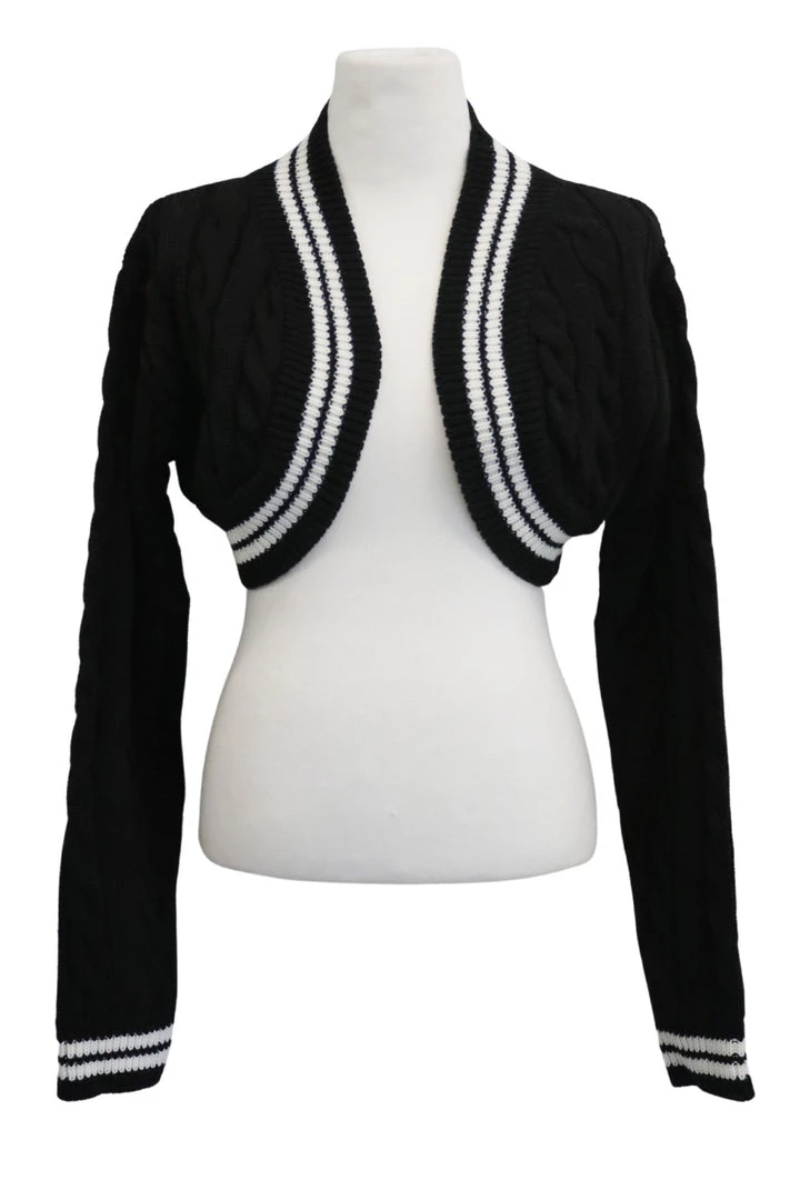 STORETS Lisa Contrast Trim Bolero Cardigan CLOTHING