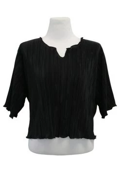 STORETS CLOTHING Lyra Lettuce Hem Plisse Top