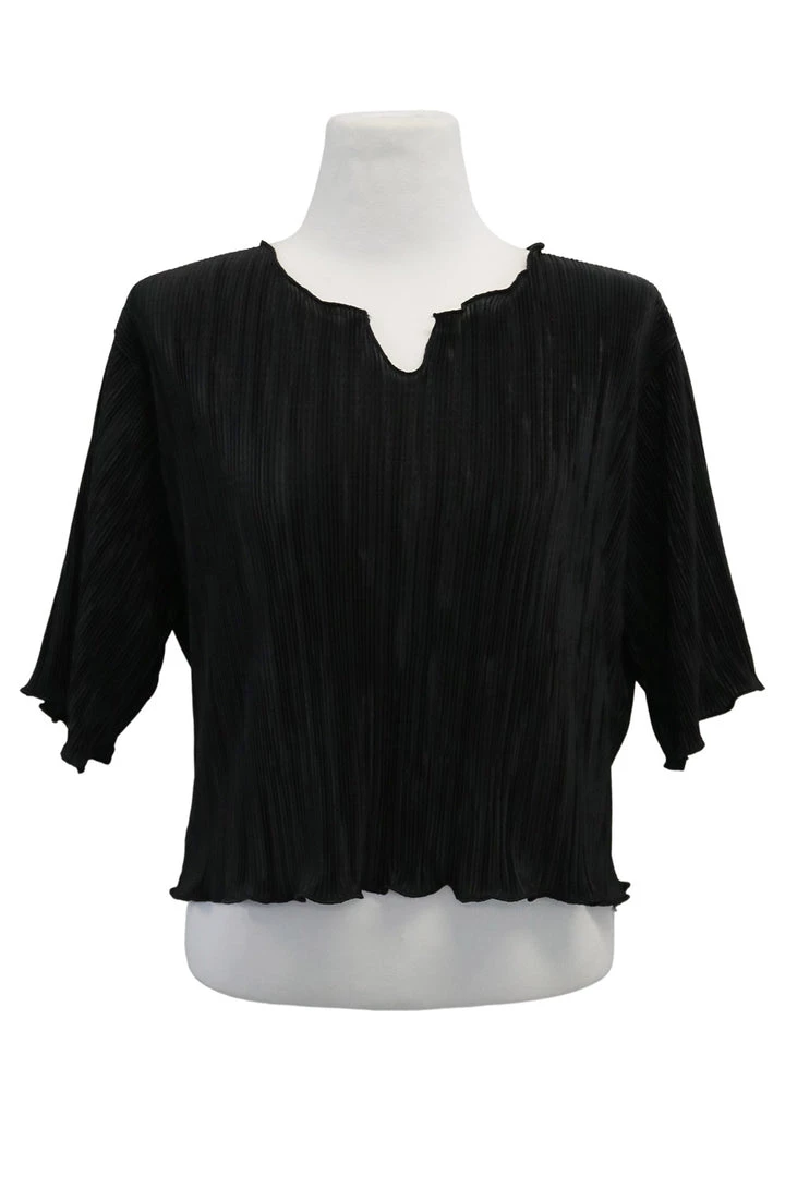 STORETS CLOTHING Lyra Lettuce Hem Plisse Top