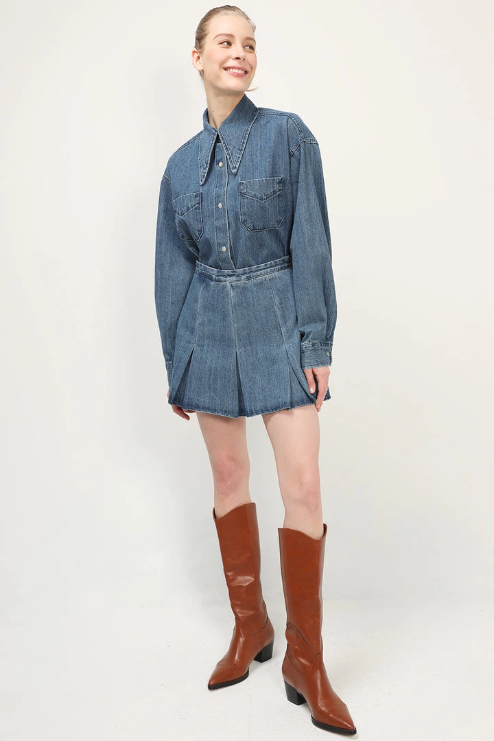 STORETS Brianna Denim Pleated Skirt