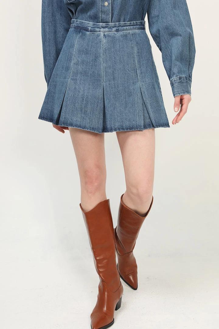 STORETS Brianna Denim Pleated Skirt