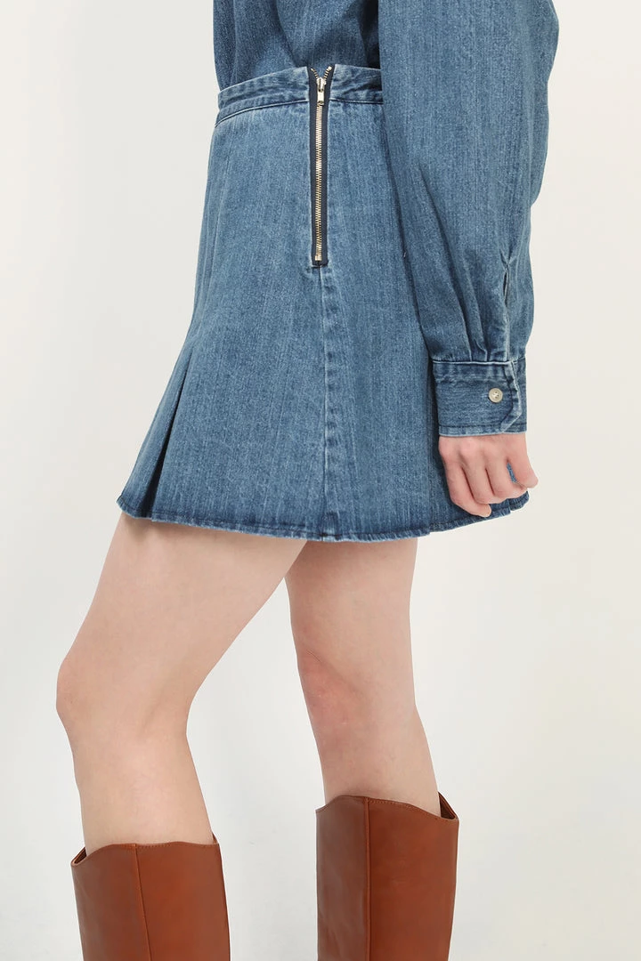STORETS Brianna Denim Pleated Skirt