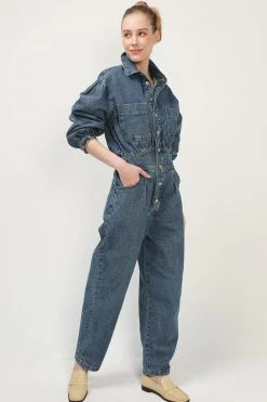 STORETS SALE Isabella Belted Denim Jumpsuit
