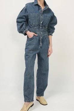 STORETS SALE Isabella Belted Denim Jumpsuit