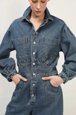 STORETS SALE Isabella Belted Denim Jumpsuit