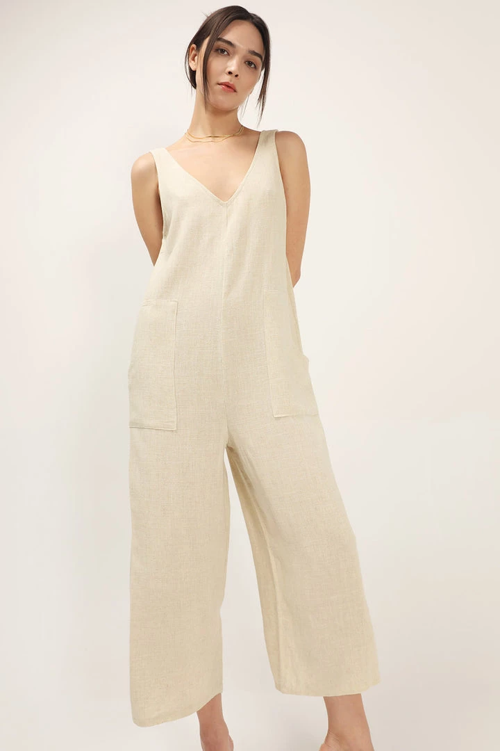 STORETS Laney Linen Smock Jumpsuit