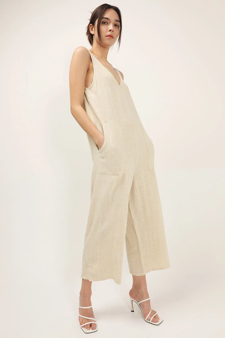 STORETS Laney Linen Smock Jumpsuit