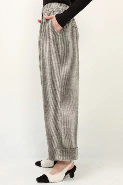 STORETS CLOTHING Nylah Houndstooth Pintuck Cuffed Pants