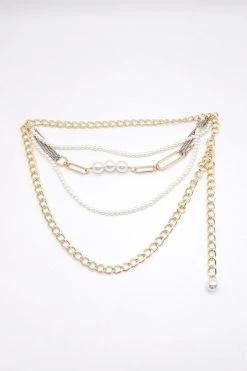 STORETS WHAT'S NEW Luz Pearl Gold Chain Belt