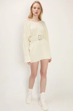 STORETS CLOTHING Kara Wide Belted Knit Dress