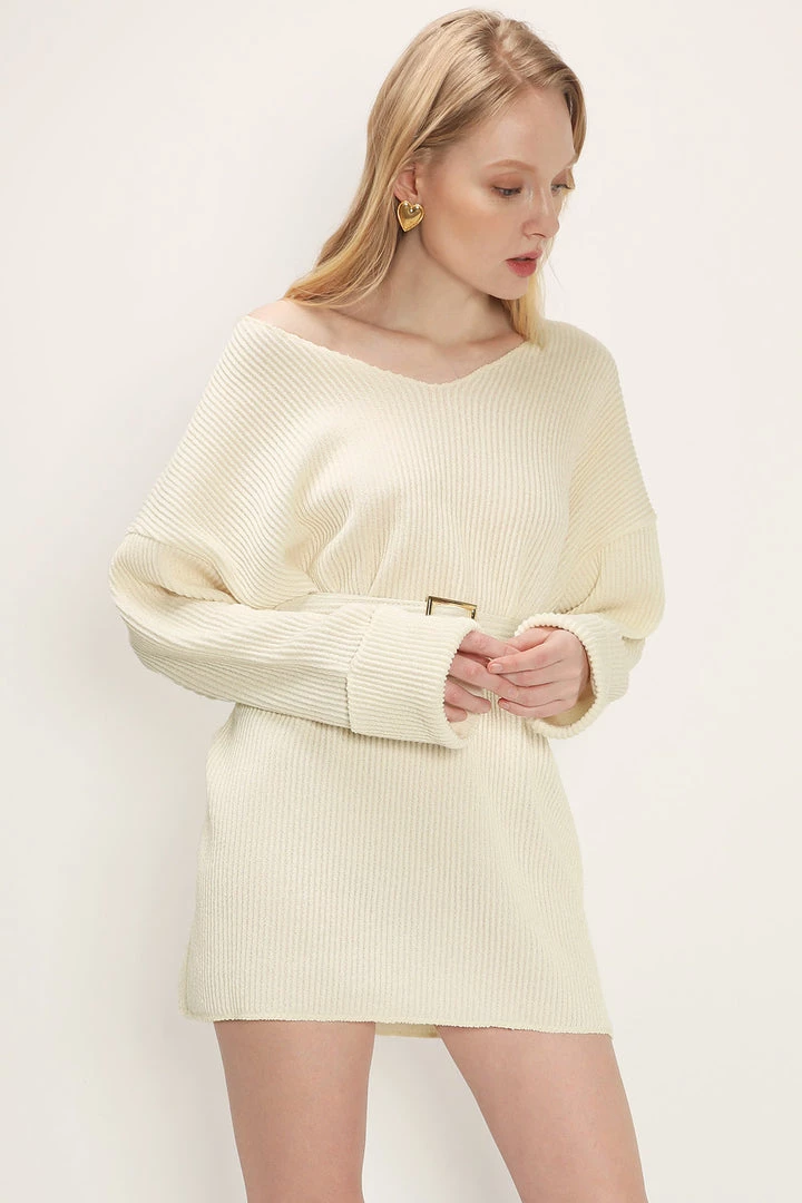 STORETS CLOTHING Kara Wide Belted Knit Dress