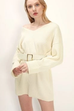 STORETS CLOTHING Kara Wide Belted Knit Dress