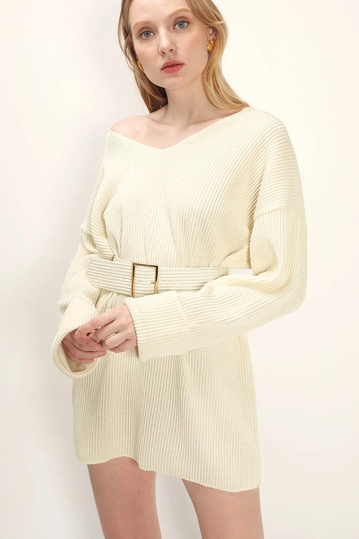 STORETS CLOTHING Kara Wide Belted Knit Dress