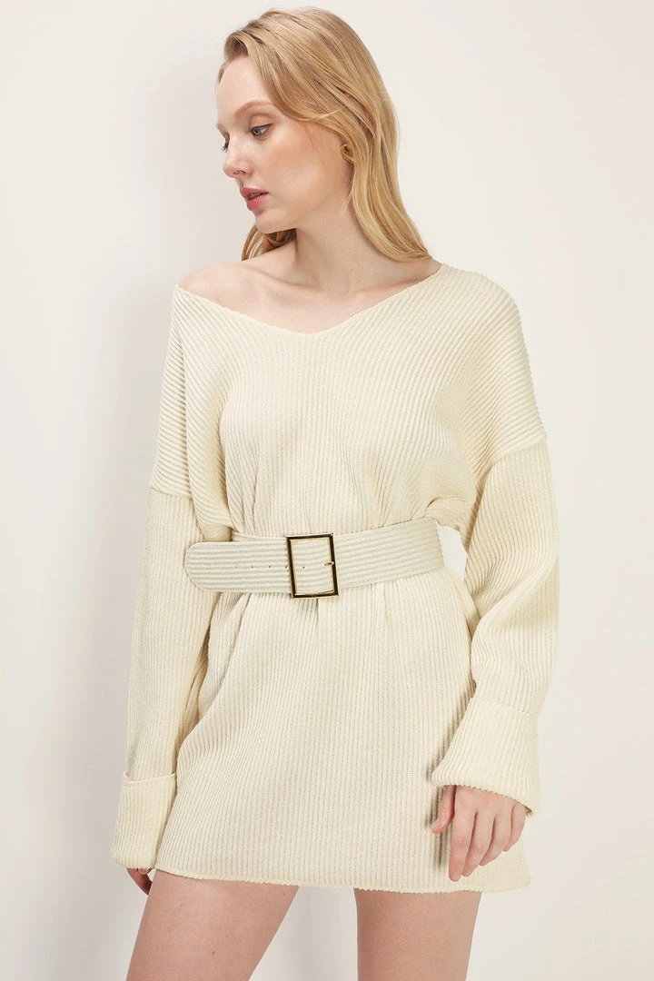 STORETS CLOTHING Kara Wide Belted Knit Dress