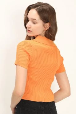 STORETS Liliana Ribbed Zip-up Knit Top CLOTHING