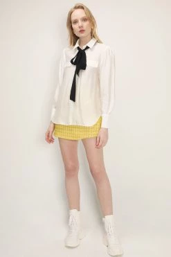 STORETS Zoey Contrast Tie Blouse CLOTHING