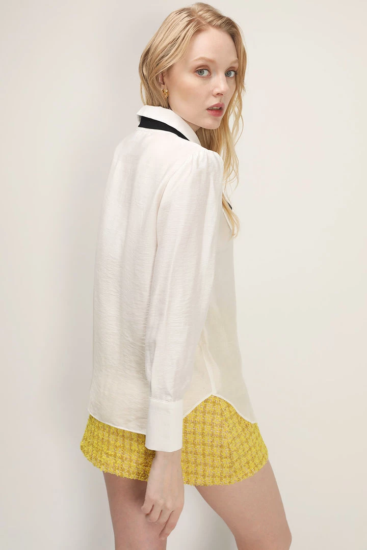 STORETS Zoey Contrast Tie Blouse CLOTHING